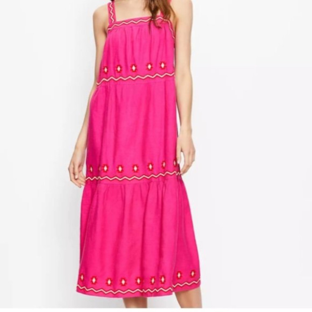 NWT Ann Taylor Loft Pink Embroidered Tiered Maxi Dress Size XSP